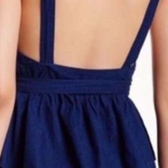 Free People Women's Top Size 10 M Blue Benji Denim Peplum Tank Top Chambray Boho - Picture 3 of 5